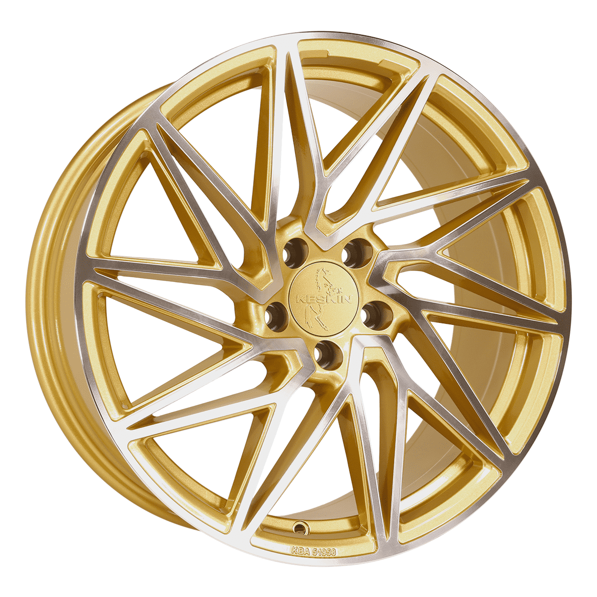 Jante KESKIN WHEELS KT20 8.5x19 pouces, entraxe 112, déport ET45, couleur GOLD FRONT POLISH