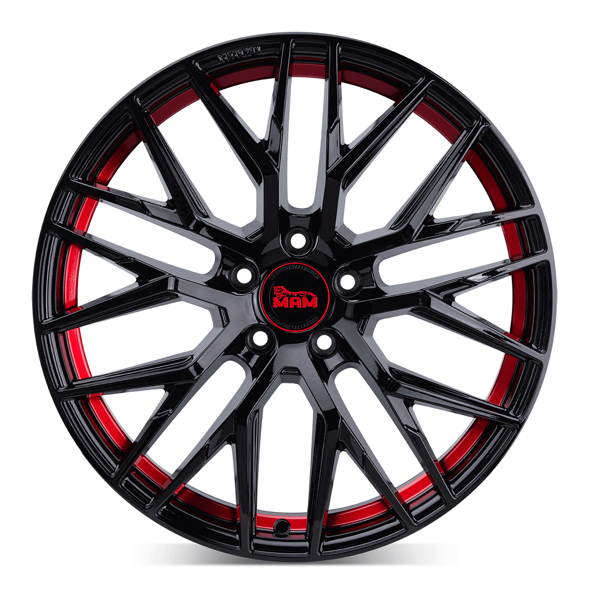 MAM RS4 hliníkové disky 7,5x17 5x108 ET45 BLACK PAINTED RED INSIDE