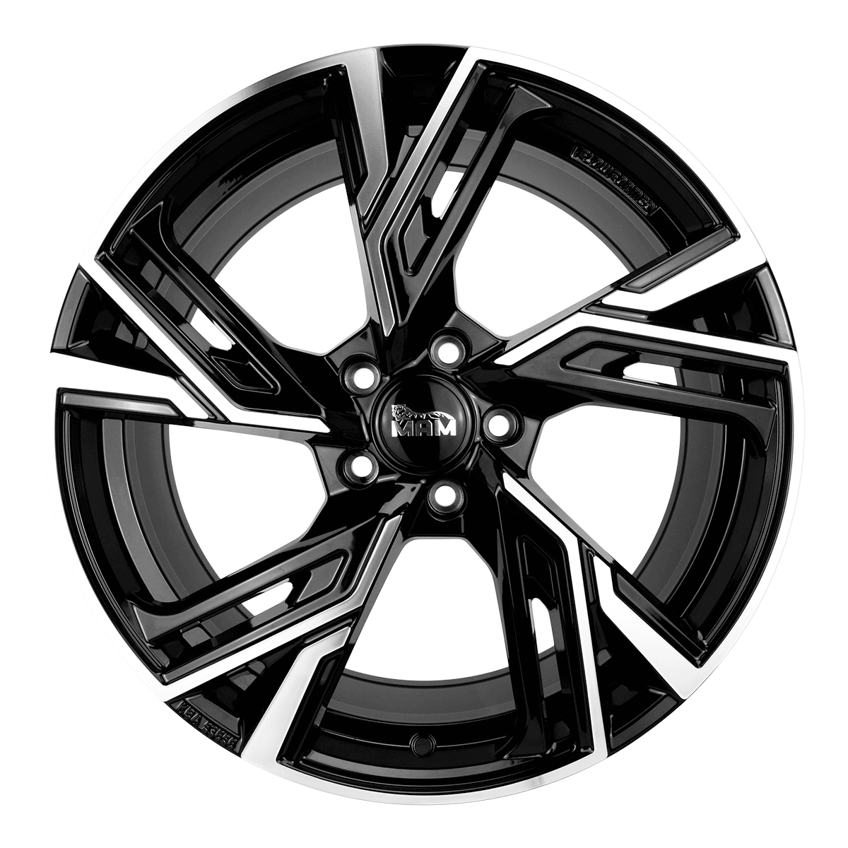 MAM RS5 hliníkové disky 7x16 5x100 ET38 BLACK FRONT POLISH